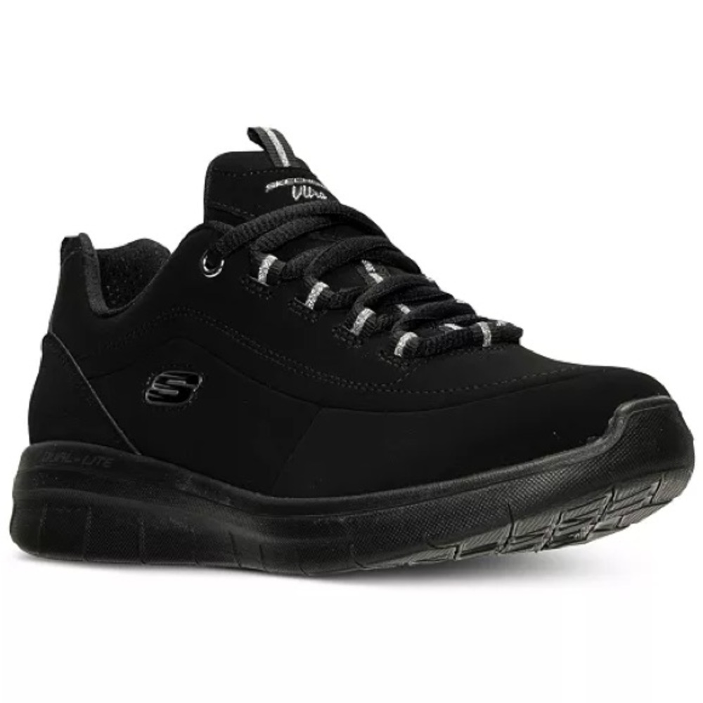 Skechers Women's Synergy 2.0 Side Step Walking Sneakers Black w/Glitter Accents